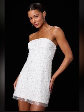 Lulus Grecia White Sequin Strapless Mini Dress